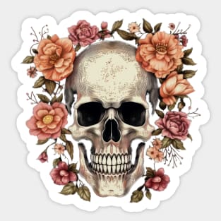 Skull with flowers Sticker